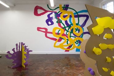 Julia Gorman contemporary art sculpture wall drawing cardboard balloons Uplands Gallery abstract