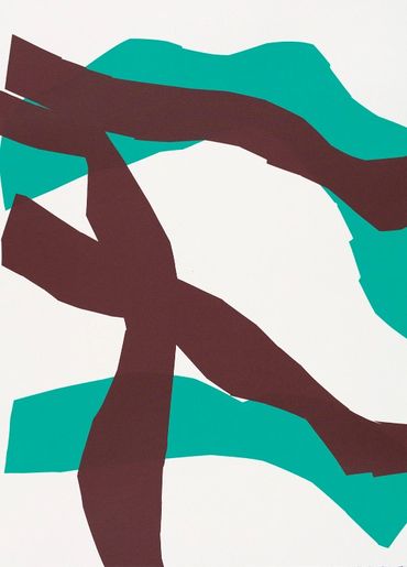 Julia Gorman contemporary art screen print abstract white green burgundy Negative Press