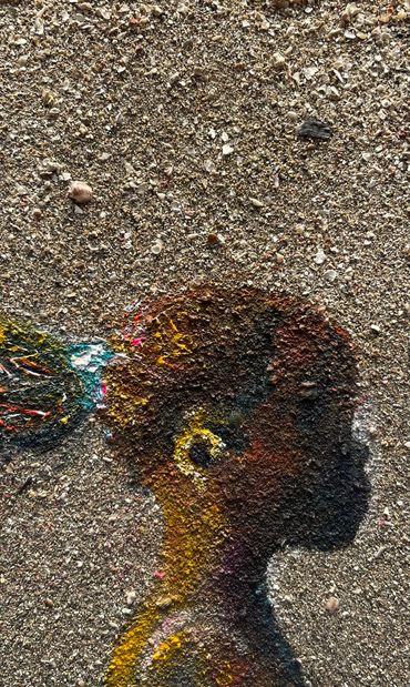 PERSONAJE CARIBE
Técnica: Acrílico y arena sobre madera
Tamaño: 21 x 13 cm
Año: 2025