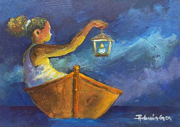 VIGILANTE DE LA LUNA II
Técnica: Acrílico sobre madera
Tamaño: 14.5 x 20 cm
Año: 2025