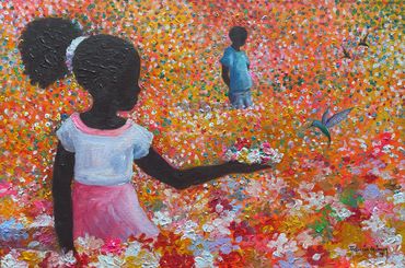 EL JARDÍN SECRETO
Acrílico sobre lienzo
Tamaño 44 x 66 cm
Año 2024
Serie “Caribe Soy…”