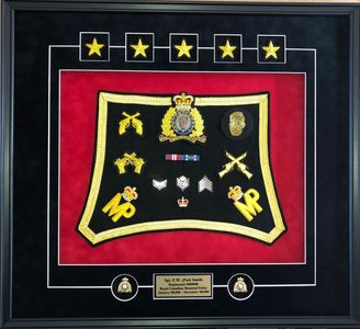 RCMP Shabrack custom made to reflect a Mountie's career.