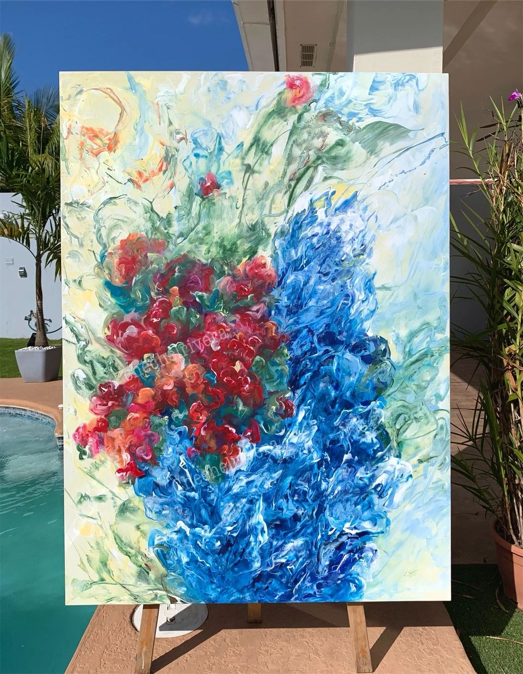 Obra cuadro arte veranera flores oceano panama pintura galeria chechel rivera subasta artista  art