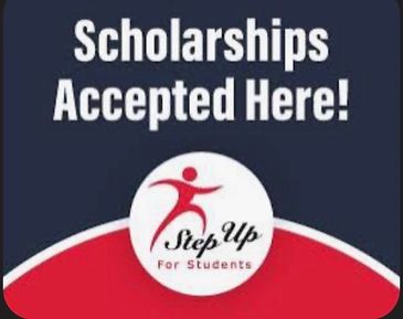 Sign stating scholarships are accepted here with Step Up for Students logo.