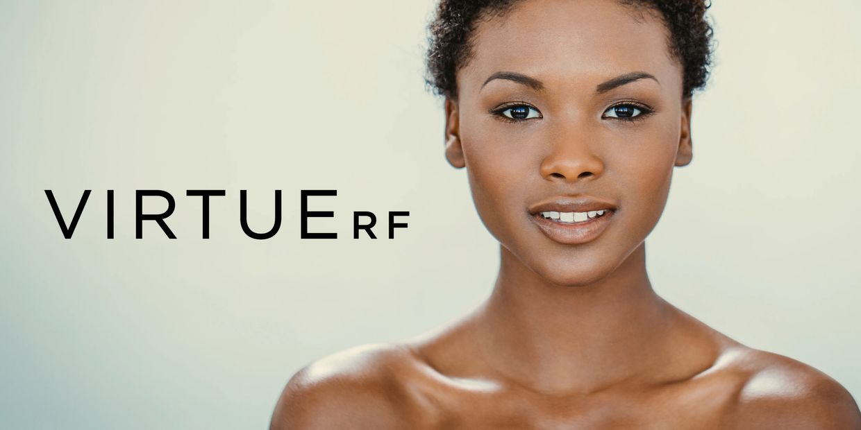 Virtue RF Microneedling; Image of young black woman with great skin
