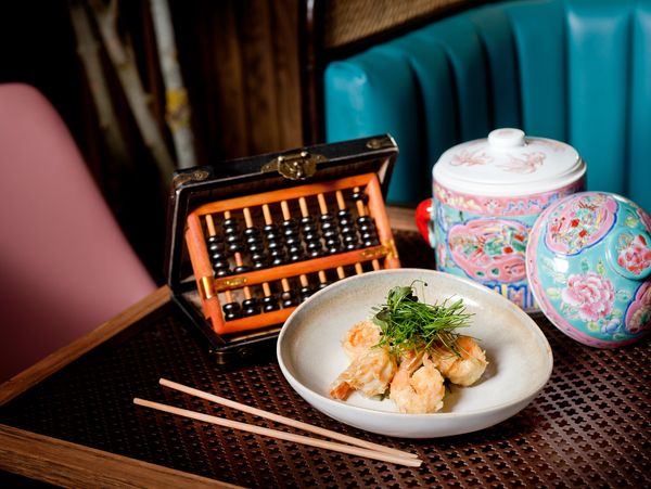 Dumplings dish served in a traditional Asian restaurant
