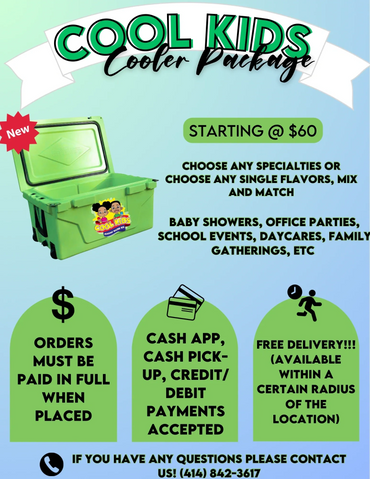 Advertisement for Cool Kids Italian Water Ice cooler package starting at $60 with delivery options.