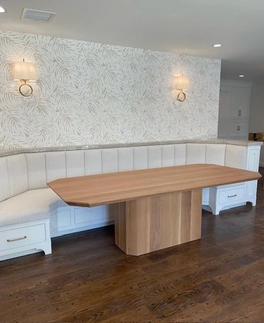 custom dining table with custom banquette seating