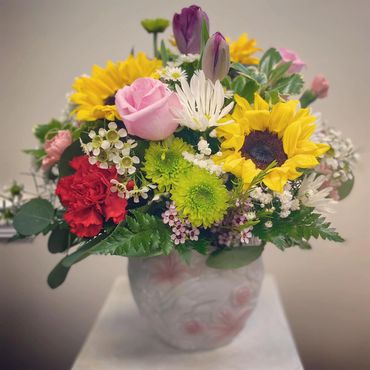 Lillies Sunflowers and Roses