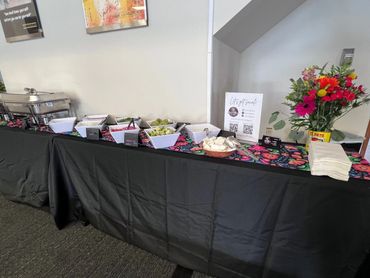 Catering setup - client already had tablecloth in place.