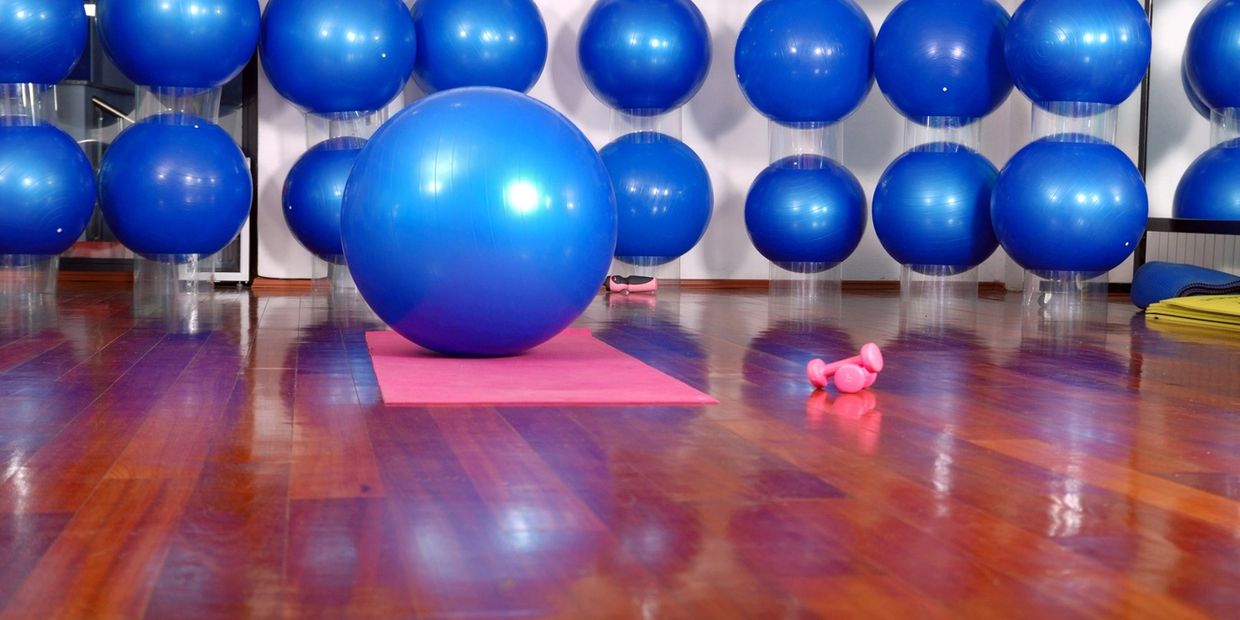 Pilates ball on a mat 