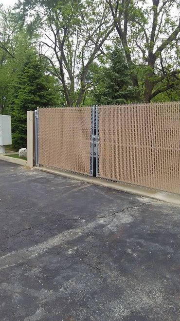 A gate in a parking lot