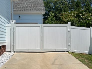 White vinyl fence drive gate