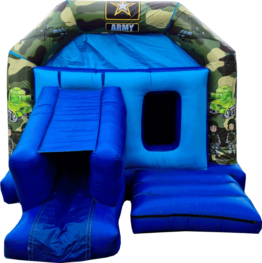 Army 12 x 17 ft bouncy combo | Abbey Bouncy Castles | www.abbeybouncycastles.com