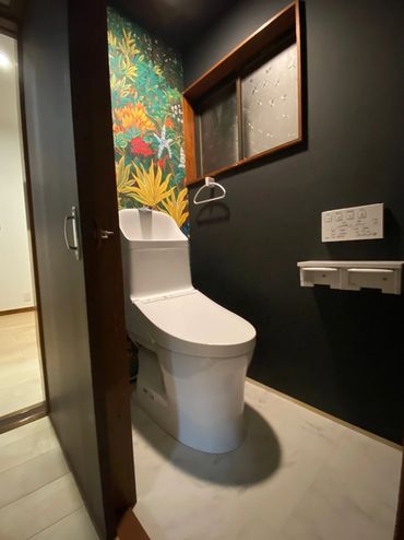 トイレ-リフォム-壁紙-アクセント-toilet-renovation-wallpaper-accent