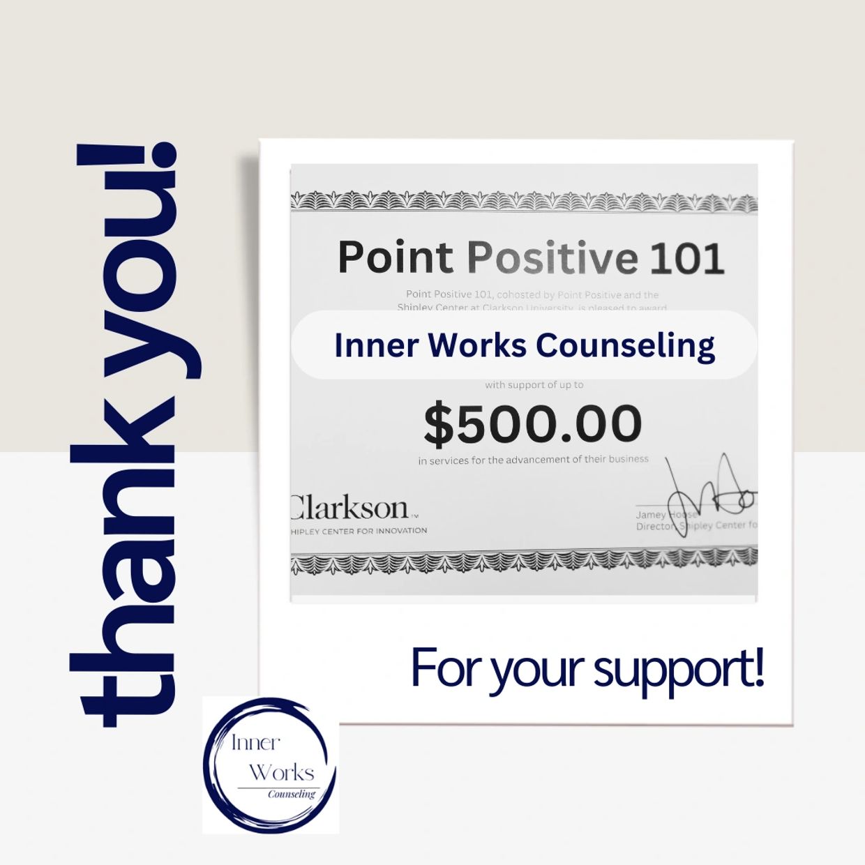 Small Business support from Clarkson University and Point Positive!