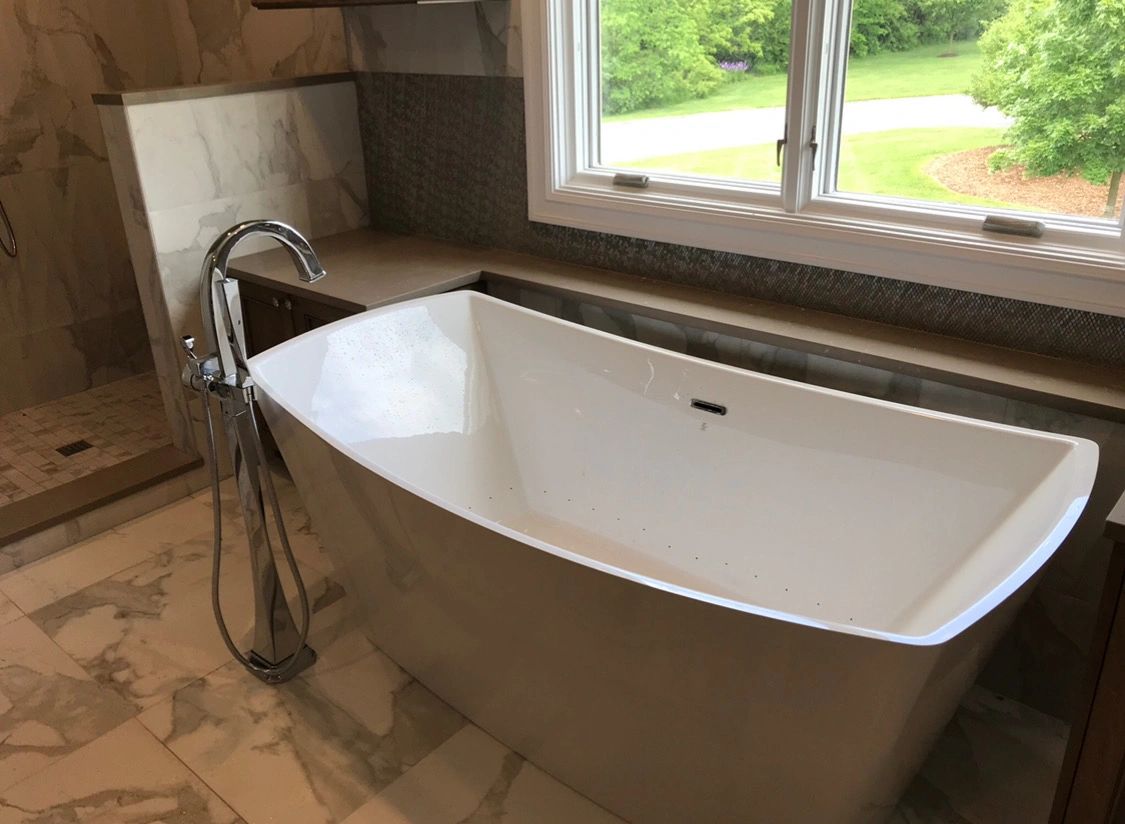 A free standing tub our master plumber roughed into an upscale remodel.