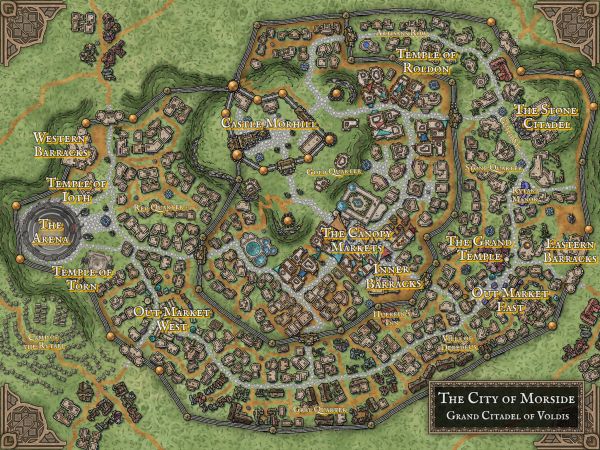 Map of Morside, city of the hill dwarves that was once ruled by giants.