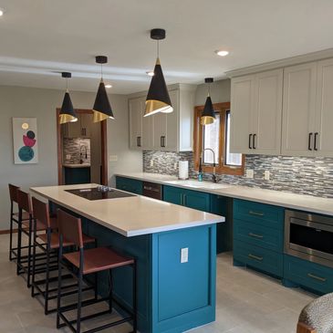 colorful, modern kitchen remodel