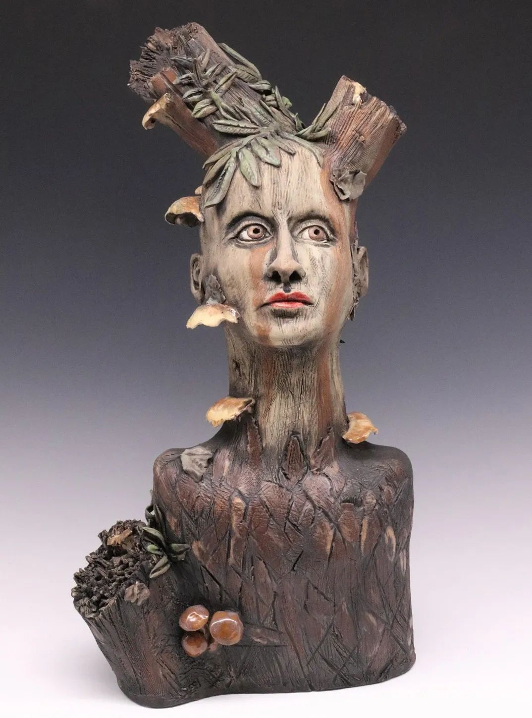 Ceramic Sculpture of woman as tree branch