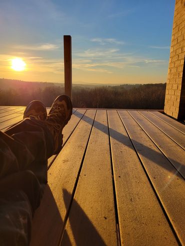 Enjoying the view from the deck while relaxing at lunch