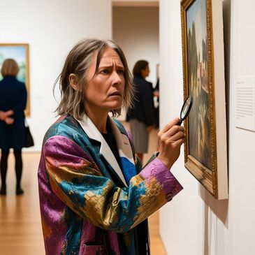 Art Forger Fiona Fakes of theatrical murder mystery script, "Murder is a Fine Art" by Jack Pachuta.