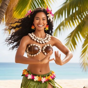 Champion hula dancer of theatrical murder mystery "Hulas and Homicide" by Jack Pachuta.