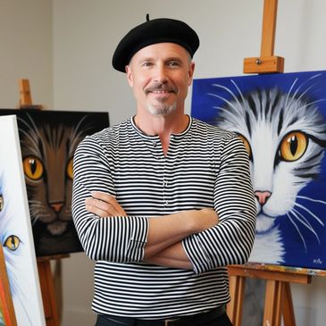 Impressionist Pete Casso of theatrical murder mystery script, "Murder is a Fine Art" by Jack Pachuta