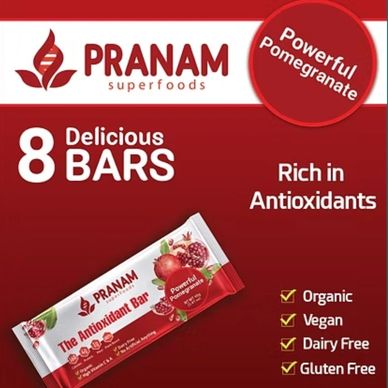Pranam Superfoods nutrition bars - Pomegranate flavor