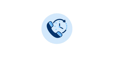 Icon showing a phone receiver with a clock symbol.