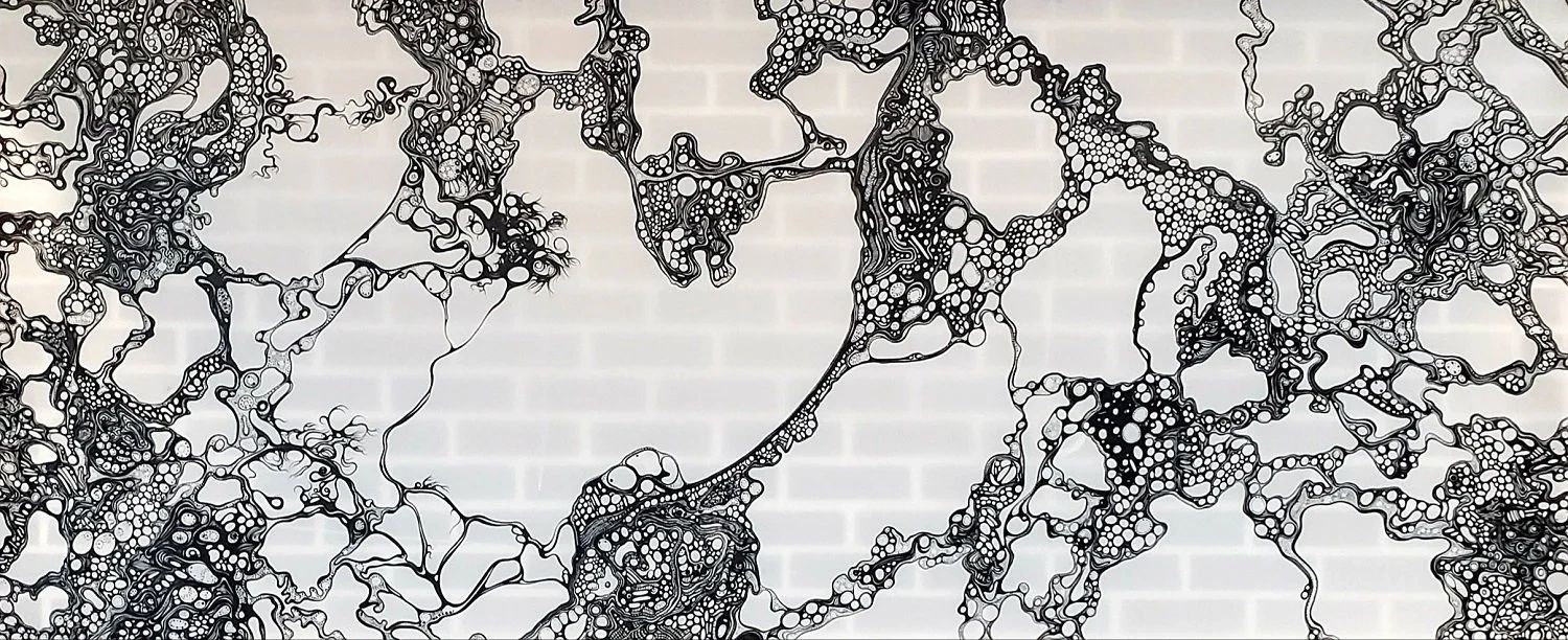 ‘Accumulissipation’, 40" x 97", Mars Black Acrylic on Semi-Transparent Frosted Mylar