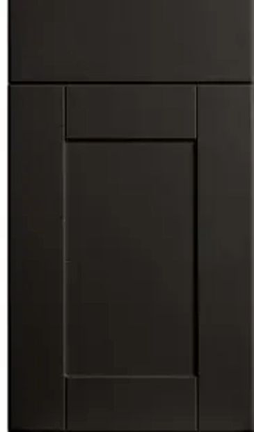 A simple, modern dark brown cabinet door with a recessed panel design.
