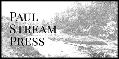 Paul Stream Press logo. Show black-and-white image of stream and trees.