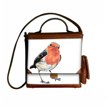 A cheeky English Robin giving you the eye. Drawn with quill pen and acrylic ink.