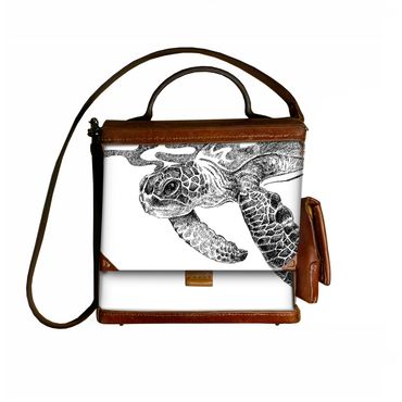 Sea turtle drawn with pen and ink.