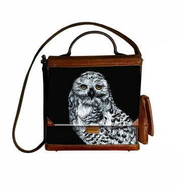 Snow Owl drawn with pen and acrylic ink.