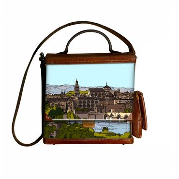 Birdseye view of Cordoba Spain, drawn with acrylic ink and quill pen.