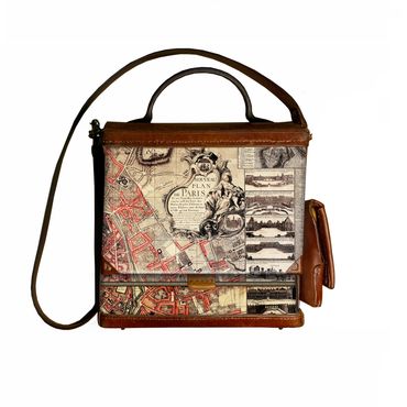 Illustrated map of Paris done in 1742 as a keepsake  to be purchased by young people doing their "Gr