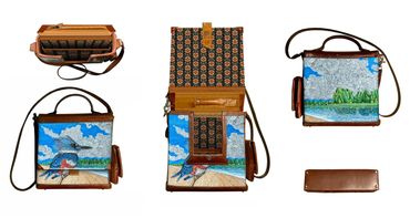 Drawn w/acrylic ink, a kingfisher peers across the Willamette River at Sauvie Island, OR.