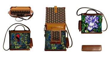 Drawn w/acrylic ink a male Scarlet Tanager song bird is paired with a Junco and Iris.