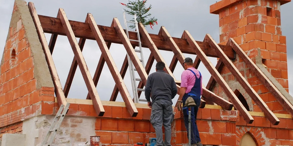 Brick construction house, with custom, wood-framed roof. Best Palm Coast, Florida contractor.