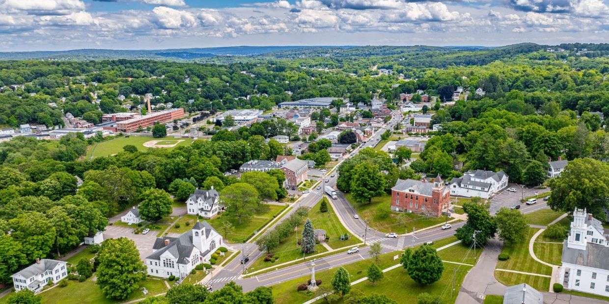 Beautiful Sky Image of Route 6 and Route 63 intersection in Watertown, Connecticut.