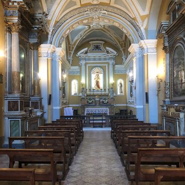 Interior view of historic church.