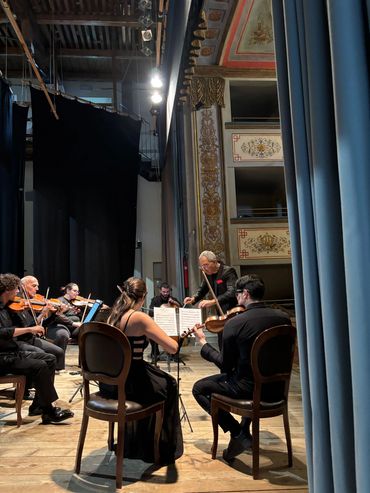 String quartet performing on stage.