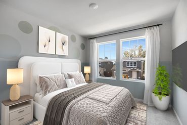 Real estate photo of a bedroom with virtual staging