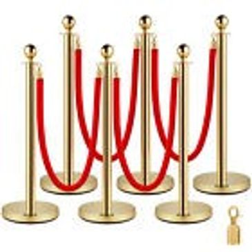 Gold stanchions with red velvet ropes
