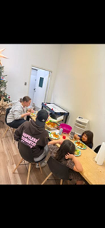 Having Christmas Dinner and Celebrating