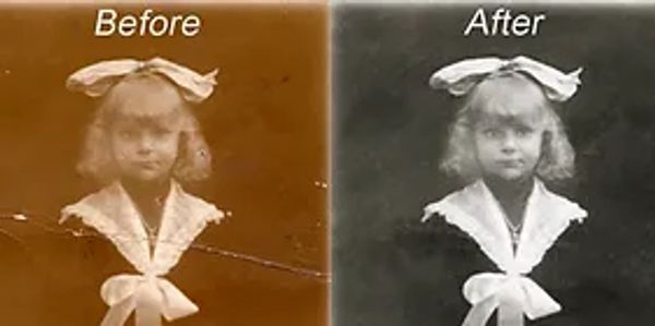 Before and After Photo of restored old photograph