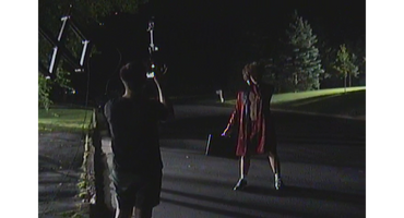 Curtis Pecore-Kotek holding camera crane starring Luke Bauer