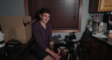 Asher Burt on set filming phone call scene with Son A7iii, Brief Business